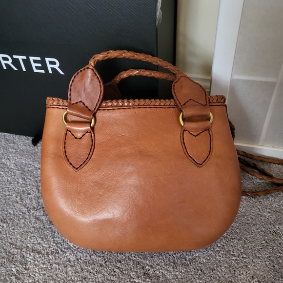 Vintage Leather Shoulder Bag 70s Hippie Tooled Purse - Picture 4 of 7